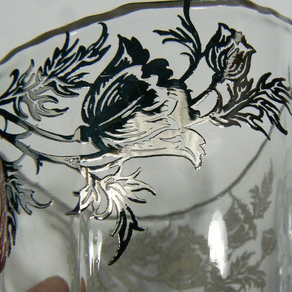 VINTAGE SILVER CITY FLANDERS FLOWERS CLEAR GLASS FOOTED SUGAR BOWL & CREAMER SET - Picture 10 of 10